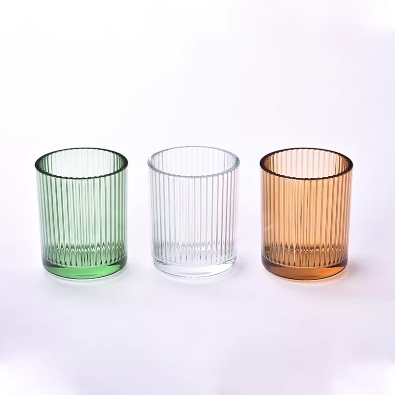12oz 수직 줄무늬 유리 캔들 홀더